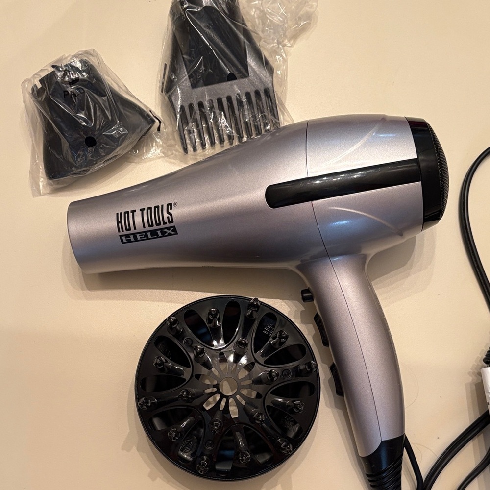 Helix Silver Hair Dryer with Attachments